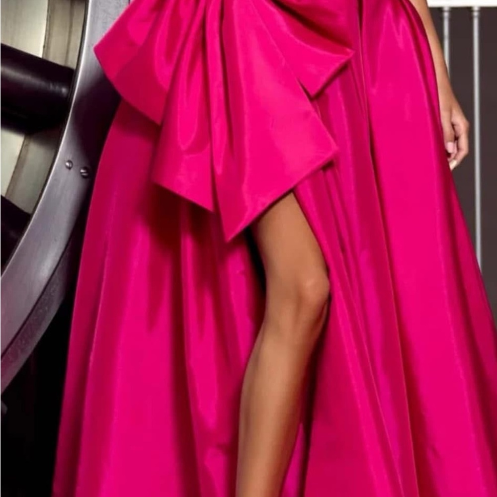 Sherri Hill Pink Maxi A-line Skirt with Asymmetrical Slit for Cocktail